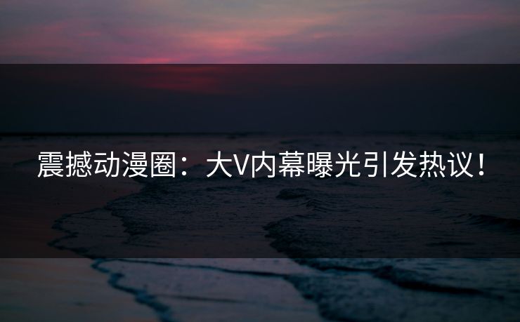 震撼动漫圈:大V内幕曝光引发热议!